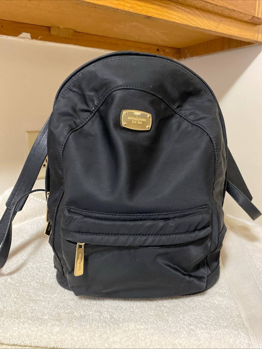 kate spade Black Nylon Backpack with Gold Hardware